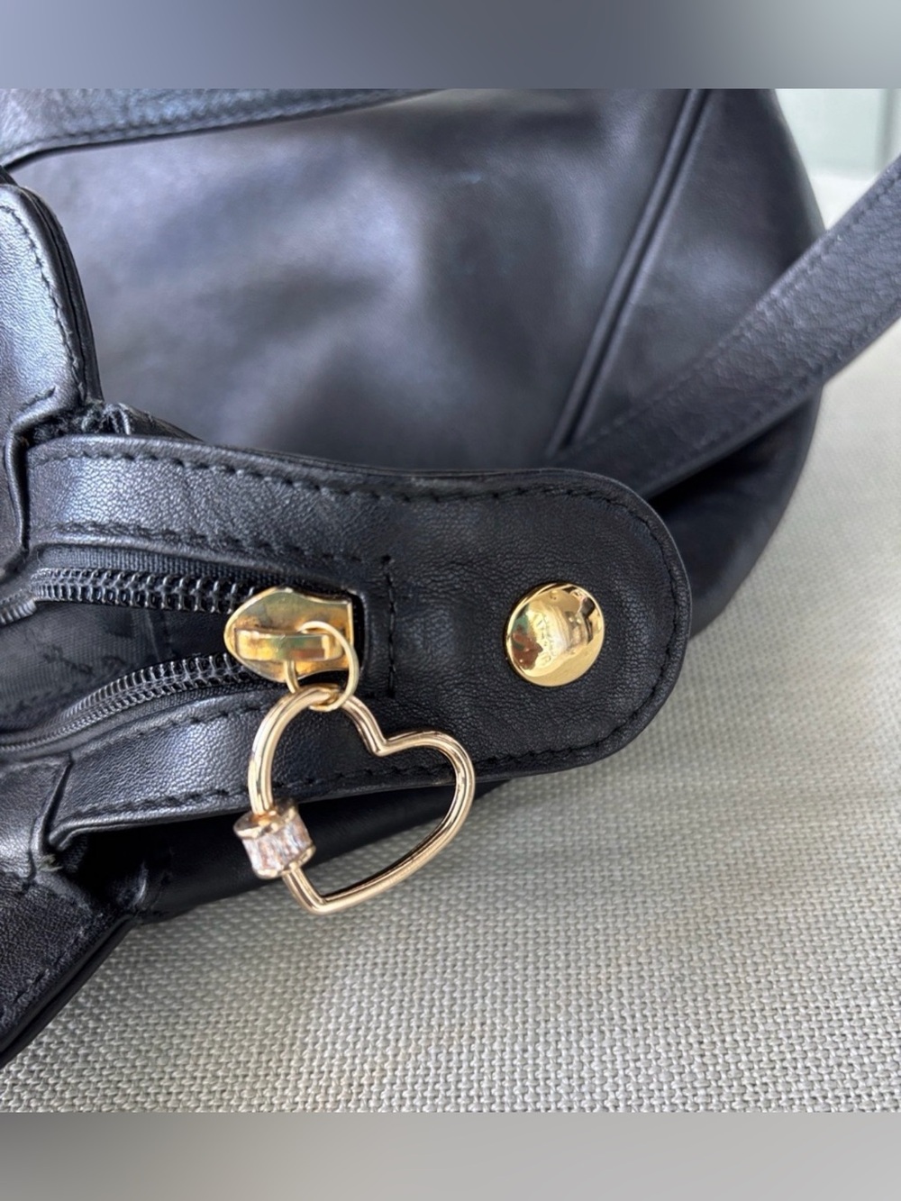 Paloma Picasso Black Leather Shoulder Bag with Gold Accent - Picture 8 of 10